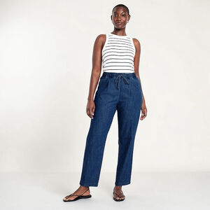 Old Navy Billie Straight Leg Pull On Jeans Dark Rinse Blue Womens Size M